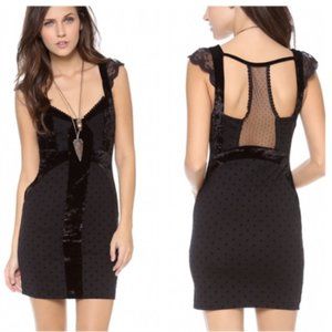 Free People Little Black Lace & Velvet Dress